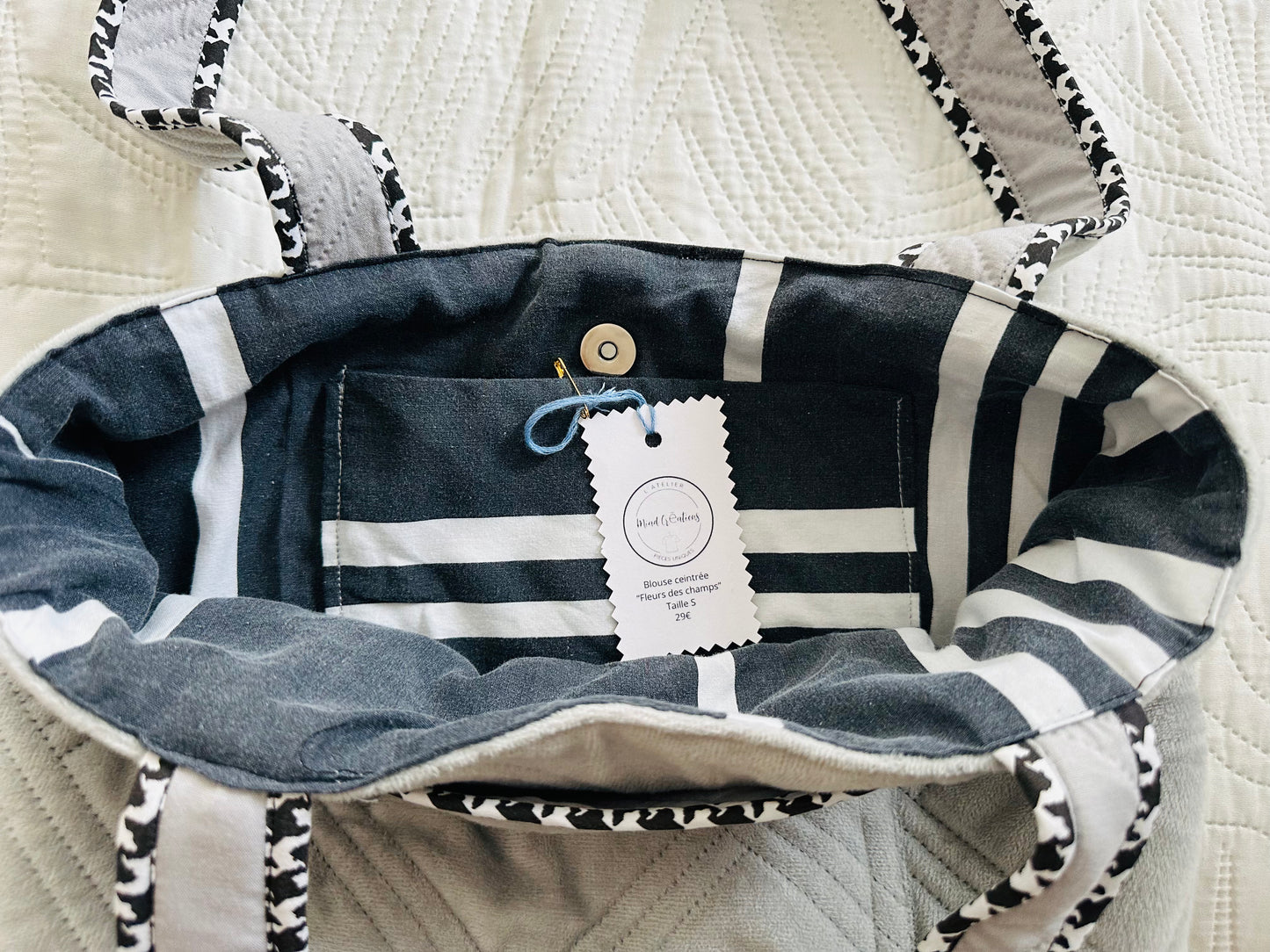 Sac matelassé gris galet