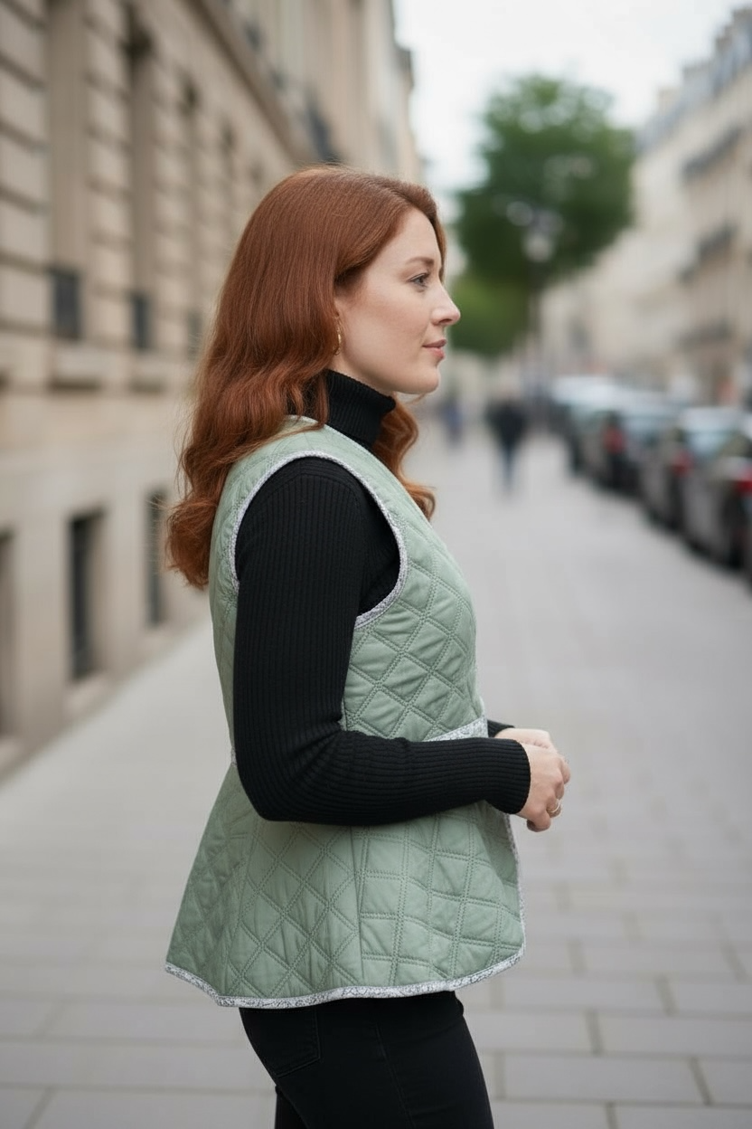 Veste sans manches Léa, coupe péplum