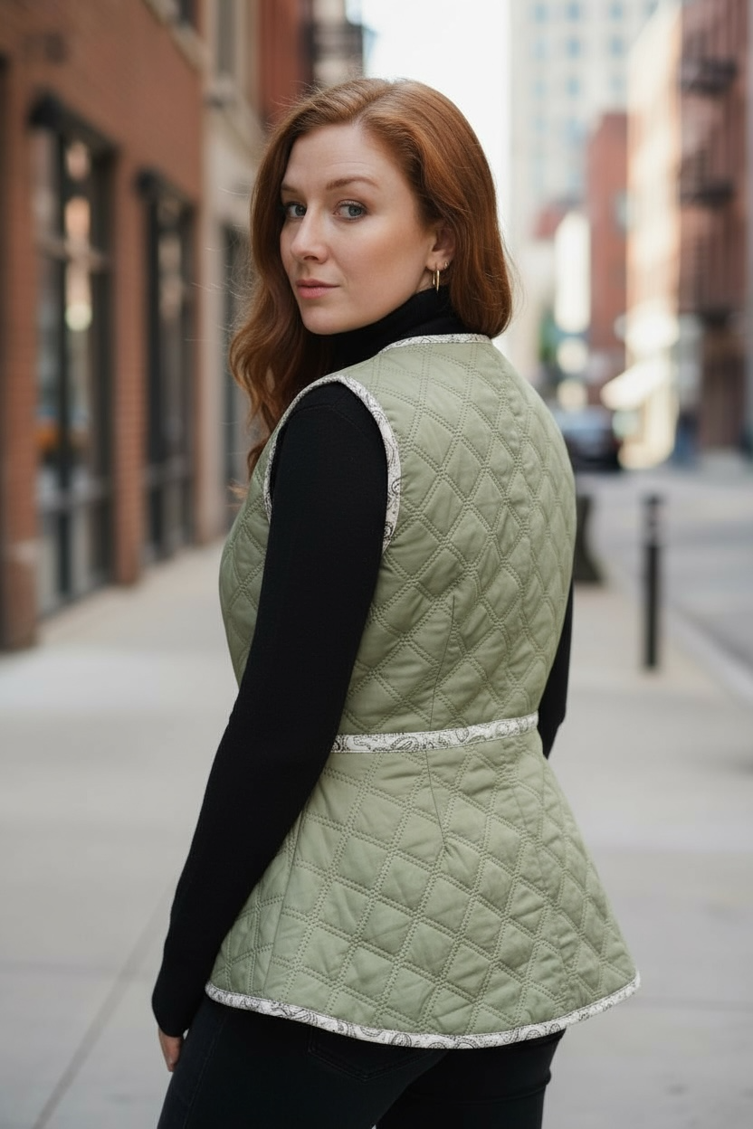 Veste sans manches Léa, coupe péplum